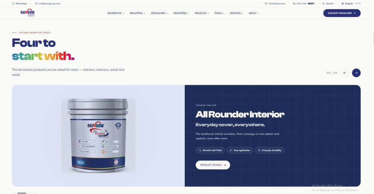 Rainbow Paints website, screen 2