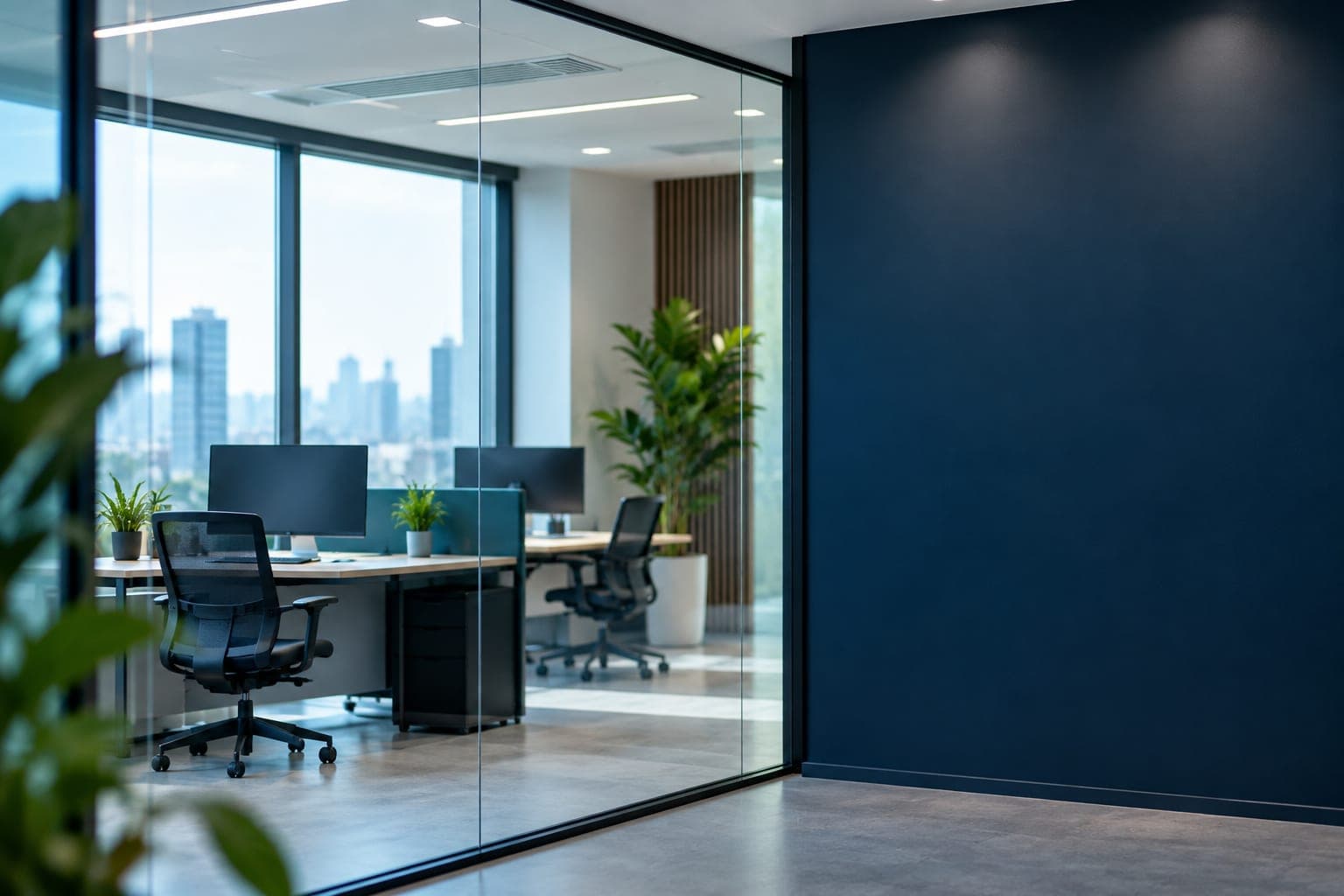 The Pkgit office seen through a glass partition