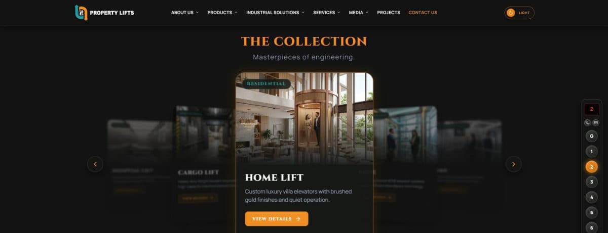 Property Lifts website, screen 1